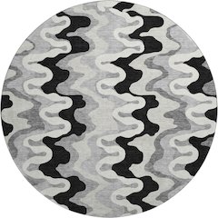Premium Machine Washable Mayfield AMF750 Black 8' x 8' Round Rug