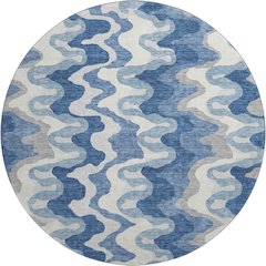Premium Machine Washable Mayfield AMF750 Blue 8' x 8' Round Rug