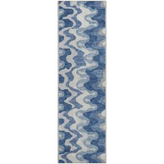 Premium Machine Washable Mayfield AMF750 Blue 2'3" x 7'6" Runner Rug