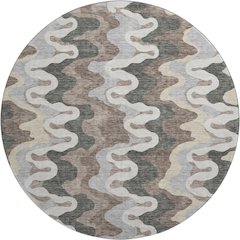 Premium Machine Washable Mayfield AMF750 Charcoal 8' x 8' Round Rug