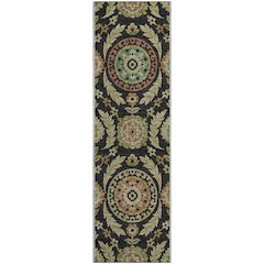 Premium Machine Washable Mayfield AMF751 Black 2'3" x 7'6" Runner Rug