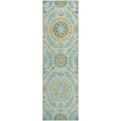 Premium Machine Washable Mayfield AMF751 Mint 2'3" x 7'6" Runner Rug