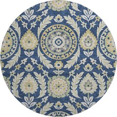 Premium Machine Washable Mayfield AMF751 Navy 8' x 8' Round Rug