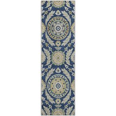 Premium Machine Washable Mayfield AMF751 Navy 2'3" x 7'6" Runner Rug