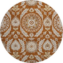 Premium Machine Washable Mayfield AMF751 Paprika 8' x 8' Round Rug