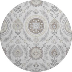 Premium Machine Washable Mayfield AMF751 Silver 8' x 8' Round Rug
