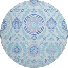 Premium Machine Washable Mayfield AMF751 Sky 8' x 8' Round Rug