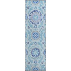 Premium Machine Washable Mayfield AMF751 Sky 2'3" x 7'6" Runner Rug