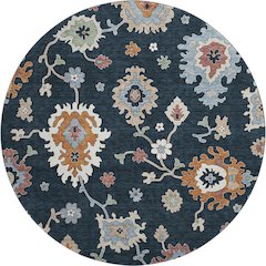 Premium Machine Washable Mayfield AMF753 Black 8' x 8' Round Rug