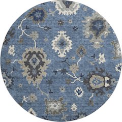 Premium Machine Washable Mayfield AMF753 Blue 8' x 8' Round Rug