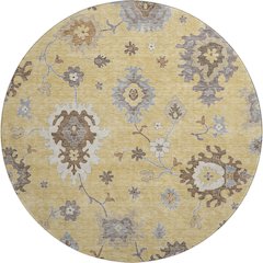 Premium Machine Washable Mayfield AMF753 Gold 8' x 8' Round Rug