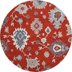 Premium Machine Washable Mayfield AMF753 Red 8' x 8' Round Rug