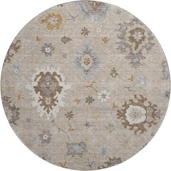 Premium Machine Washable Mayfield AMF753 Taupe 8' x 8' Round Rug