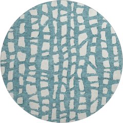 Premium Machine Washable Mayfield AMF754 Teal 8' x 8' Round Rug