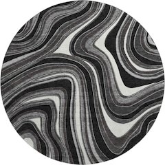 Premium Machine Washable Mayfield AMF756 Black 8' x 8' Round Rug