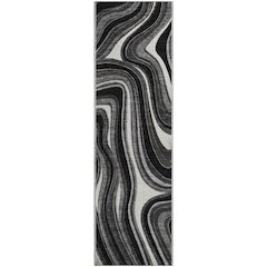 Premium Machine Washable Mayfield AMF756 Black 2'3" x 7'6" Runner Rug