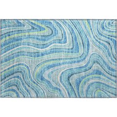 Premium Machine Washable Mayfield AMF756 Blue 1'8" x 2'6" Rug