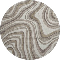 Premium Machine Washable Mayfield AMF756 Brown 8' x 8' Round Rug