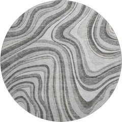 Premium Machine Washable Mayfield AMF756 Gray 8' x 8' Round Rug