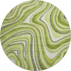 Premium Machine Washable Mayfield AMF756 Lime 8' x 8' Round Rug