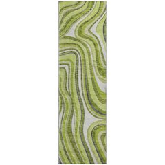 Premium Machine Washable Mayfield AMF756 Lime 2'3" x 7'6" Runner Rug