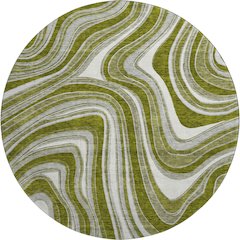 Premium Machine Washable Mayfield AMF756 Olive 8' x 8' Round Rug