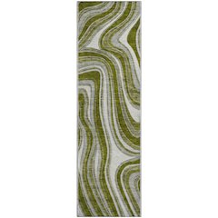 Premium Machine Washable Mayfield AMF756 Olive 2'3" x 7'6" Runner Rug