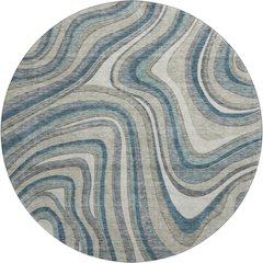 Premium Machine Washable Mayfield AMF756 Teal 8' x 8' Round Rug