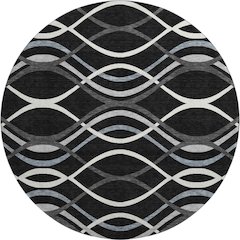 Premium Machine Washable Mayfield AMF757 Black 8' x 8' Round Rug