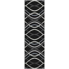 Premium Machine Washable Mayfield AMF757 Black 2'3" x 7'6" Runner Rug