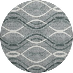 Premium Machine Washable Mayfield AMF757 Gray 8' x 8' Round Rug