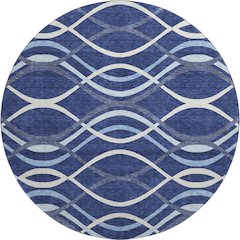 Premium Machine Washable Mayfield AMF757 Navy 8' x 8' Round Rug