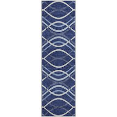 Premium Machine Washable Mayfield AMF757 Navy 2'3" x 7'6" Runner Rug