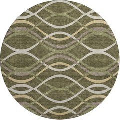 Premium Machine Washable Mayfield AMF757 Olive 8' x 8' Round Rug