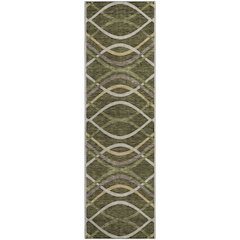 Premium Machine Washable Mayfield AMF757 Olive 2'3" x 7'6" Runner Rug