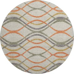 Premium Machine Washable Mayfield AMF757 Orange 8' x 8' Round Rug