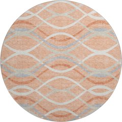 Premium Machine Washable Mayfield AMF757 Peach 8' x 8' Round Rug
