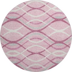 Premium Machine Washable Mayfield AMF757 Pink 8' x 8' Round Rug