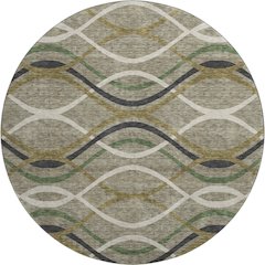 Premium Machine Washable Mayfield AMF757 Taupe 8' x 8' Round Rug
