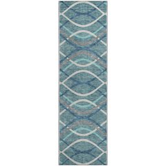 Premium Machine Washable Mayfield AMF757 Teal 2'3" x 7'6" Runner Rug