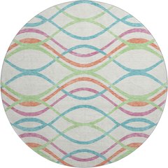 Premium Machine Washable Mayfield AMF757 White 8' x 8' Round Rug