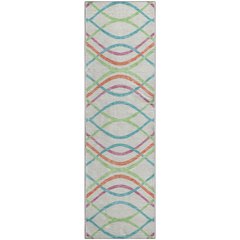 Premium Machine Washable Mayfield AMF757 White 2'3" x 7'6" Runner Rug