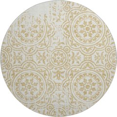 Premium Machine Washable Mayfield AMF758 Gold 8' x 8' Round Rug