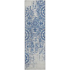 Premium Machine Washable Mayfield AMF758 Navy 2'3" x 7'6" Runner Rug