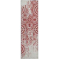 Premium Machine Washable Mayfield AMF758 Red 2'3" x 7'6" Runner Rug