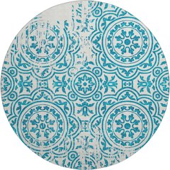 Premium Machine Washable Mayfield AMF758 Teal 8' x 8' Round Rug