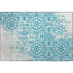 Premium Machine Washable Mayfield AMF758 Teal 1'8" x 2'6" Rug