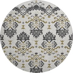Premium Machine Washable Mayfield AMF759 Black 8' x 8' Round Rug