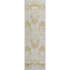 Premium Machine Washable Mayfield AMF759 Gold 2'3" x 7'6" Runner Rug