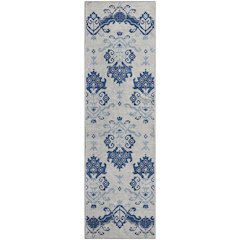 Premium Machine Washable Mayfield AMF759 Navy 2'3" x 7'6" Runner Rug